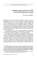L'apport des normes de l'OIT au droit francais du travail