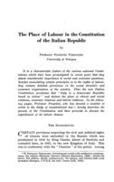 The place of labour in the constitution of the Italian Republic