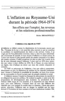 L'inflation au Royaume-Uni durant la période1964-1974: ses effets sur l'emploi, les revenus et les relations professionnelles
