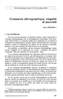 Croissance démographique, inégalité et pauvreté