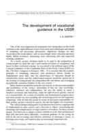 The development of vocational guidance in the USSR