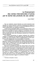 Le financement des ventes internationales d'usines par le rachat des produits de ces usines
