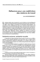 Réflexions pour une redéfinition des relations de travail