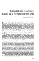 Exportation et emploi: le cas de la République de Corée