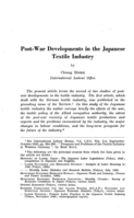 Post-war developments in the Japanese textile industry