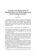 Concepts and measurement of unemployment and underemployment in developing economies
