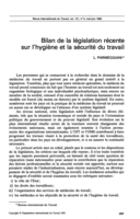 Bilan de la législation récente sur l'hygiène et la sécurité du travail