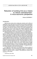 Reduction of working time as a means to reduce unemployment: a micro-economic perspective