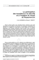 La participation des travailleurs à la sécurité et à l'hygiène du travail au Royaume-Uni