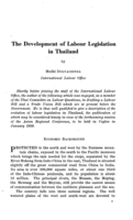 The development of labour legislation in Thailand