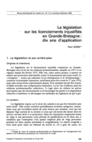 La législation sur les licenciements injustifiés en Grande-Bretagne: dix ans d'application