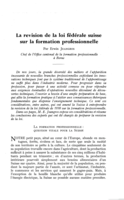 La revision de la loi fédérale Suisse sur la formation professionnelle