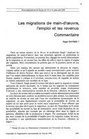 Les migrations de main-d'oeuvre, l'emploi et les revenus: commentaire