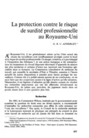 La protection contre le risque de surdité professionnelle au Royaume- Uni