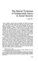 The special treatment of employment injury in social security
