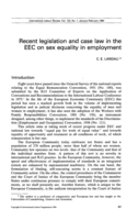 Recent legislation and case law in the EEC on sex equality in employment