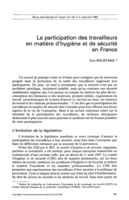 La participation des travailleurs en matière d'hygiène et de sécurité en France