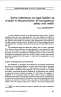 Some reflections on legal liability as a factor in the promotion of occupational safety and health
