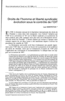 Droits de l'homme et liberté syndicale: évolution sous le contrôle de l'OIT