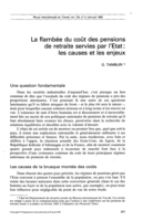 La flambée du coût des pensions de retraite servies par l'Etat: les causes et les enjeux