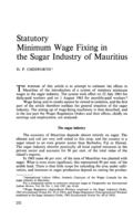 Statutory minimum wage fixing in the sugar industry of Mauritius