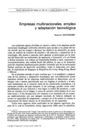 Empresas multinacionales, empleo y adaptación tecnológica