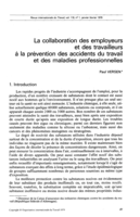 La collaboration des employeurs et des travailleurs à la prévention des accidents du travail et des maladies professionnelles