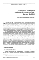 Analyse d'un régime national de retraite privé: le cas du Chili