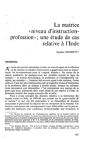 La matrice «niveau d'instruction-profession»: une étude de cas relative à l'Inde