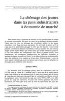 Le chômage des jeunes dans les pays industrialisés à économie de marché