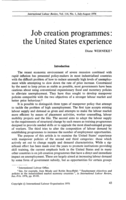 Job creation programmes: the United States experience
