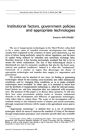 Institutional factors, government policies and appropriate technologies