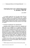 Unemployment and underemployment in Jamaica: 1972-78