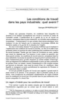 Les conditions de travail dans les pays industriels: quel avenir?