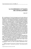 Mondialisation et l'emploi: des craintes justifiées?