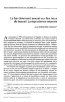 Le harcèlement sexuel sur les lieux de travail: jurisprudence récente