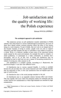 Job satisfaction and the quality of working life: the Polish experience