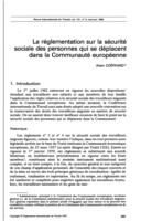 La réglementation sur la sécurité sociale des personnes qui se déplacent dans la communauté européenne