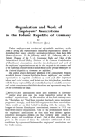 Organisation and work of employers' associations in the federal Republic of Germany