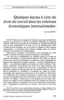 Quelques leçons à tirer du droit du travail dans les relations économiques internationales