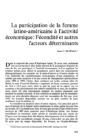 La participation de la femme latino-américaine à l'activité économique: fécondité et autres facteurs déterminants