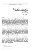 Getting the crisis right: missing perspectives on Africa