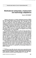 Multinational enterprises, employment and technology adaptations