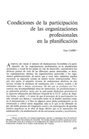 Condiciones de la participación de las organizaciones profesionales en la planificación