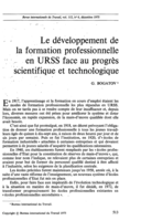 Le développement de la formation professionnelle en URSS face au progrès scientifique et technologique