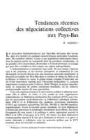 Tendences recentes des négociations collectives aux Pays-Bas