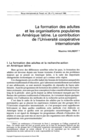 La formation des adultes et les organisations populaires en Amérique latine: la contribution de l'Université coopérative internationale