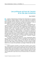 Les politiques actives de l'emploi et le rôle des incitations