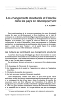 Les changements structurels et l'emploi dans les pays en développement