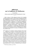 Réflexions sur la Conférence de Melbourne